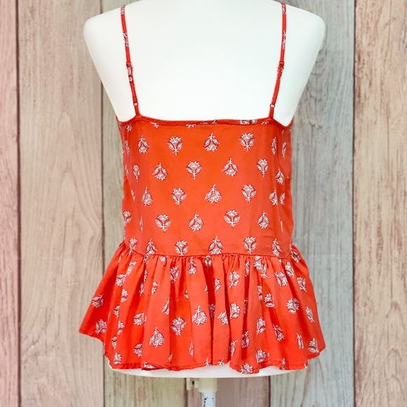 ‼️CLEARANCE SALE‼️ Women’s Old Navy Orange Floral Print Ruffle Cropped Tank Top - Picture 5 of 9